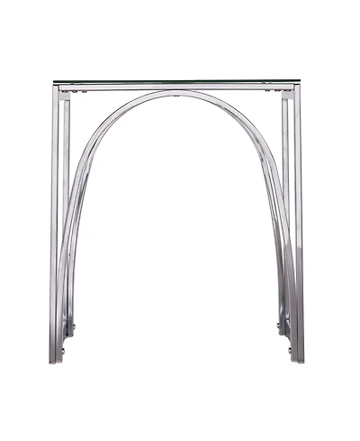 Glass Top Square End Table with Iron Base for Living Room or Lounge