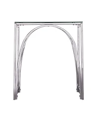 Glass Top Square End Table with Iron Base for Living Room or Lounge
