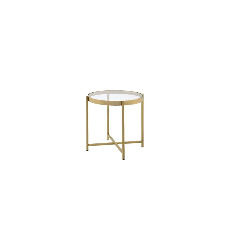 Contemporary Round Accent Table in Powder-Coated Metal