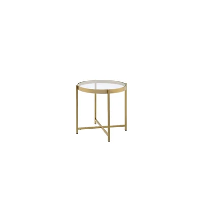 Contemporary Round Accent Table in Powder-Coated Metal