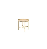 Round End Table with Metal Frame and Wood Top – Modern Industrial Design