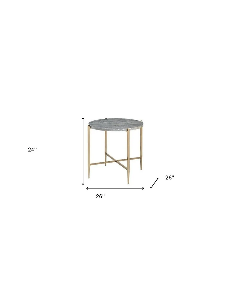 Industrial Round End Table with Manufactured Wood and Metal Frame