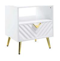 Industrial Rectangular End Table – Wood and Metal with Drawer & Shelf