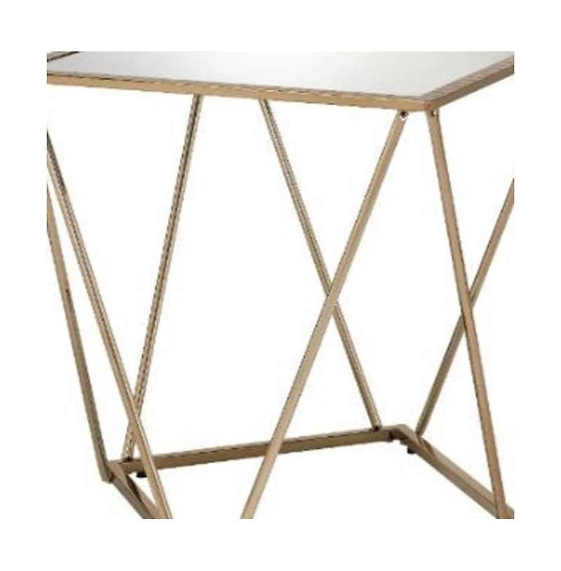 Contemporary Glass and Metal Square Mirrored End Table
