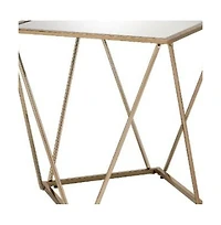 Contemporary Glass and Metal Square Mirrored End Table