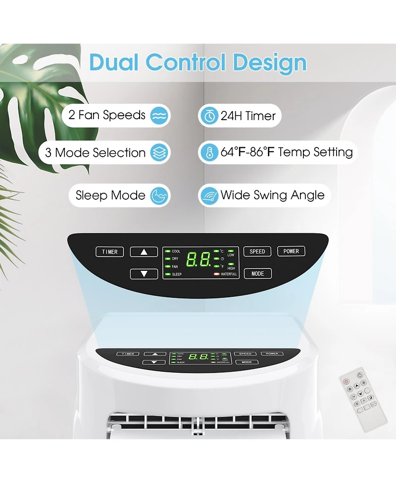 8000 Btu Portable Air Conditioner with Sleep Mode and Dehumidifier Function
