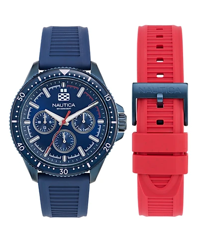 Nautica Men's Analog Blue Silicone Watch Set