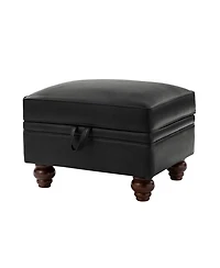 Sabina Transitional 27" Wide Ottoman with Solid Wood Legs