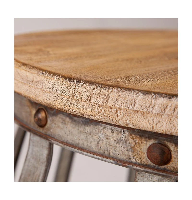 Rustic Wood Round End Table for Compact Spaces and Home Decor