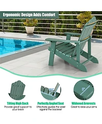 Gymax 2PCS Patio Hips Adirondack Chair w/ Cup Holder Weather Resistant 380 Lbs