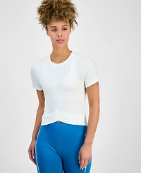 Id Ideology Women's Overlap Cropped Crewneck T-Shirt, Exclusively at Macy's