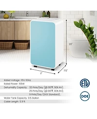 32 Pints/Day Portable Quiet Dehumidifier for Rooms up to 2500 Sq. Ft