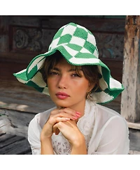 Brunna.co Shilo Checkered Crochet Hat In & White