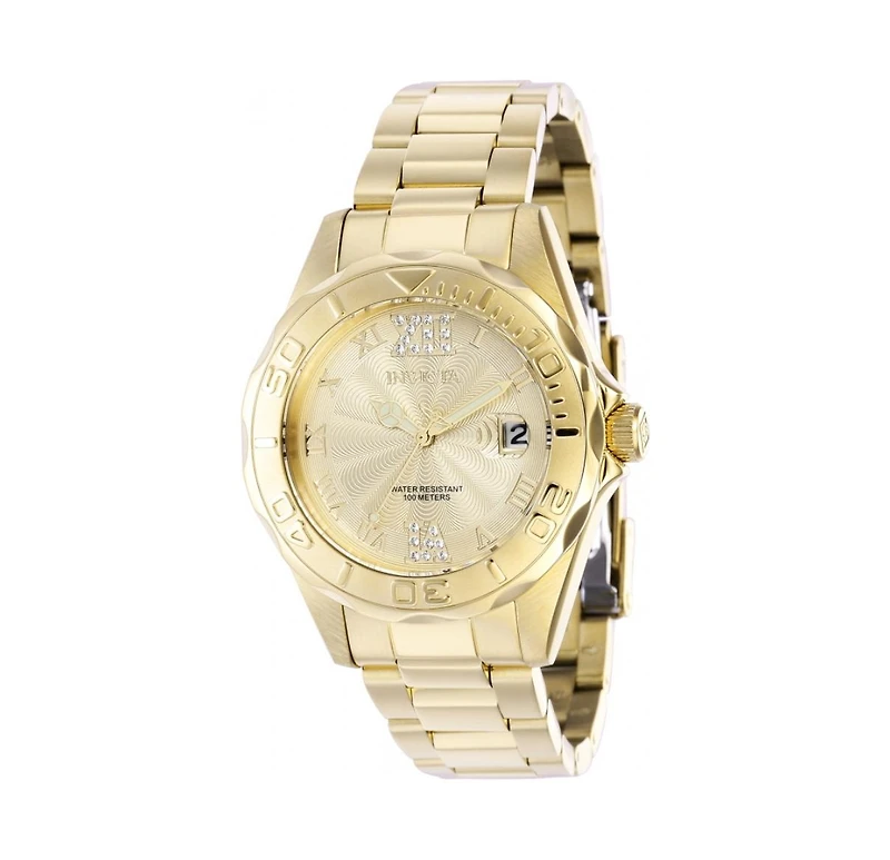 Invicta Women's 42739 Pro Diver Quartz 3 Hand Gold Dial Watch
