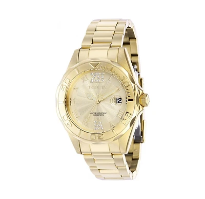 Invicta Women's 42739 Pro Diver Quartz 3 Hand Gold Dial Watch