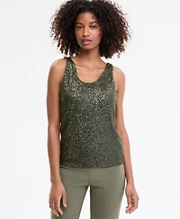 Anne Klein Women's Sequin Double-Scoop Sleeveless Tank