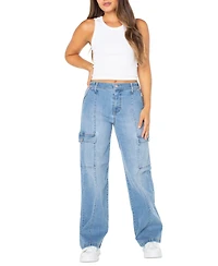 Celebrity Pink Juniors' High Rise Wide Leg Cargo Jeans
