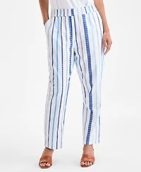 Style & Co Women's Cotton Striped Pull-On Tapered Pants, Exclusively at Macy's