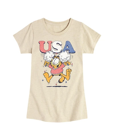 Hybrid Apparel Big Girls Garfield Usa Cheerleader Graphic T-Shirt