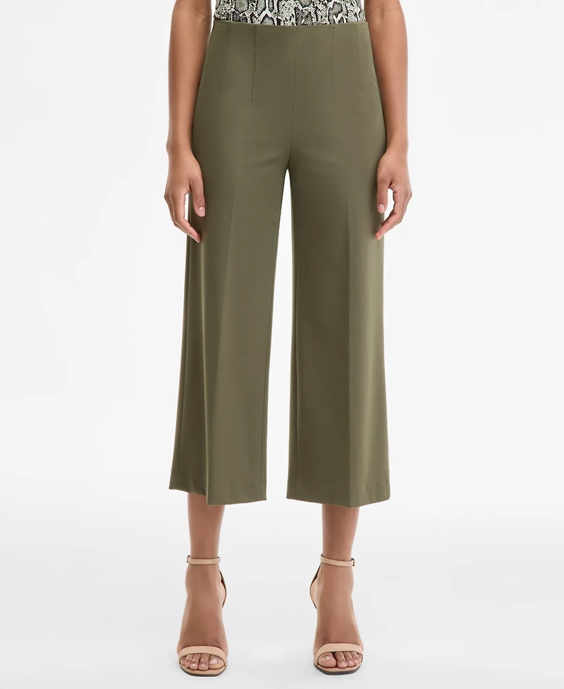Anne Klein Women's High-Rise Pull-On Crop Wide-Leg Pants