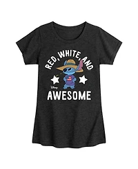 Hybrid Apparel Big Girls Lilo Stitch Awesome Graphic T-Shirt