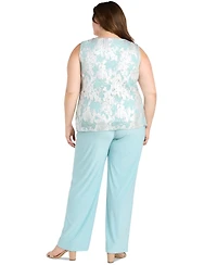 R & M Richards Plus 3-Pc. Embellished Jacket, Necklace Top Pant Set