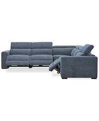 Nevio 5-Pc. Fabric Power Headrest Sectional with 3 Motion Chairs