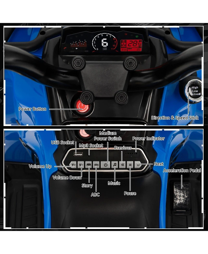 12V Kids Ride On Atv 4 Wheeler with MP3 and Headlights