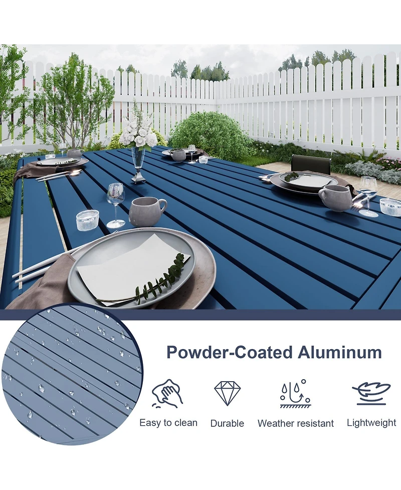 Aoodor 3-Piece Outdoor Patio Dining Set, Aluminum Furniture Set with 1 Rectangular Picnic Table and 2 Benches for Garden, Lawn, Yard