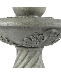 LuxenHome Gray Resin Cherub Birdbath Outdoor Patio Fountain