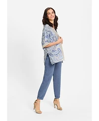 Olsen Women's Paisley Kimono with Embroidered Trim
