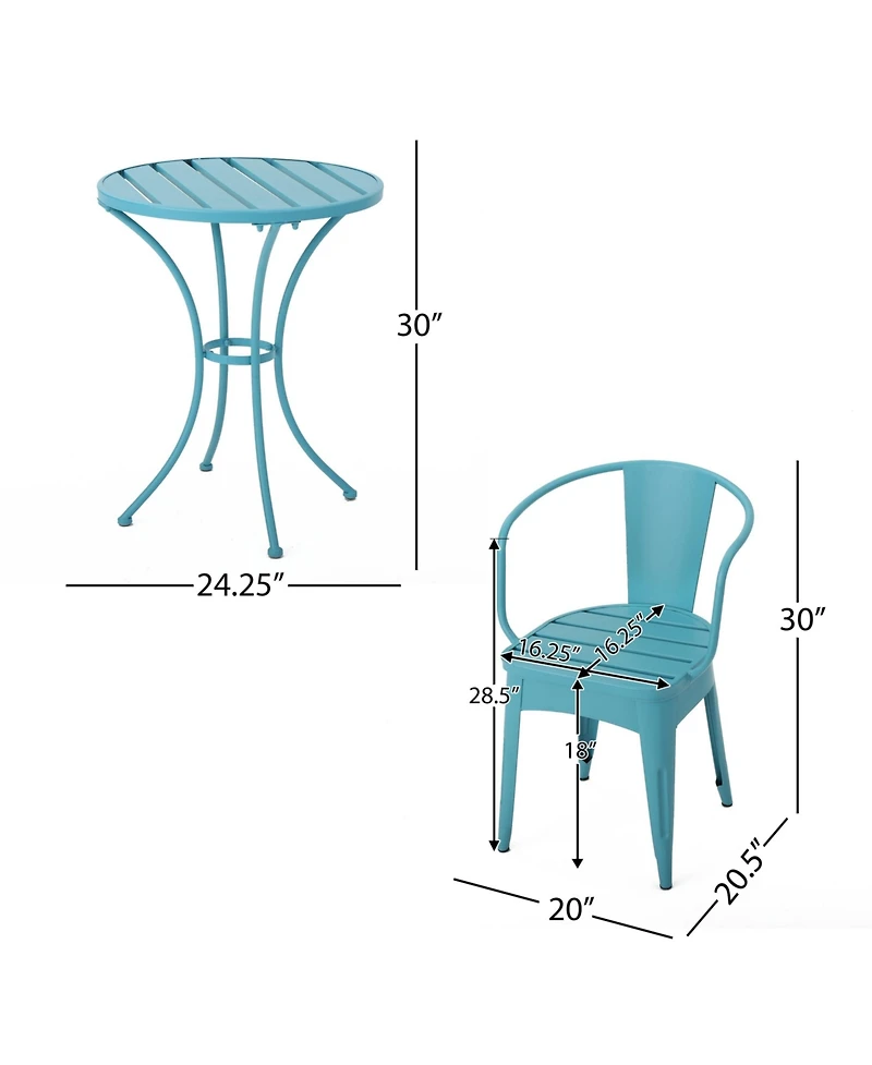 3-Piece Metal Patio Conversation Seating Set