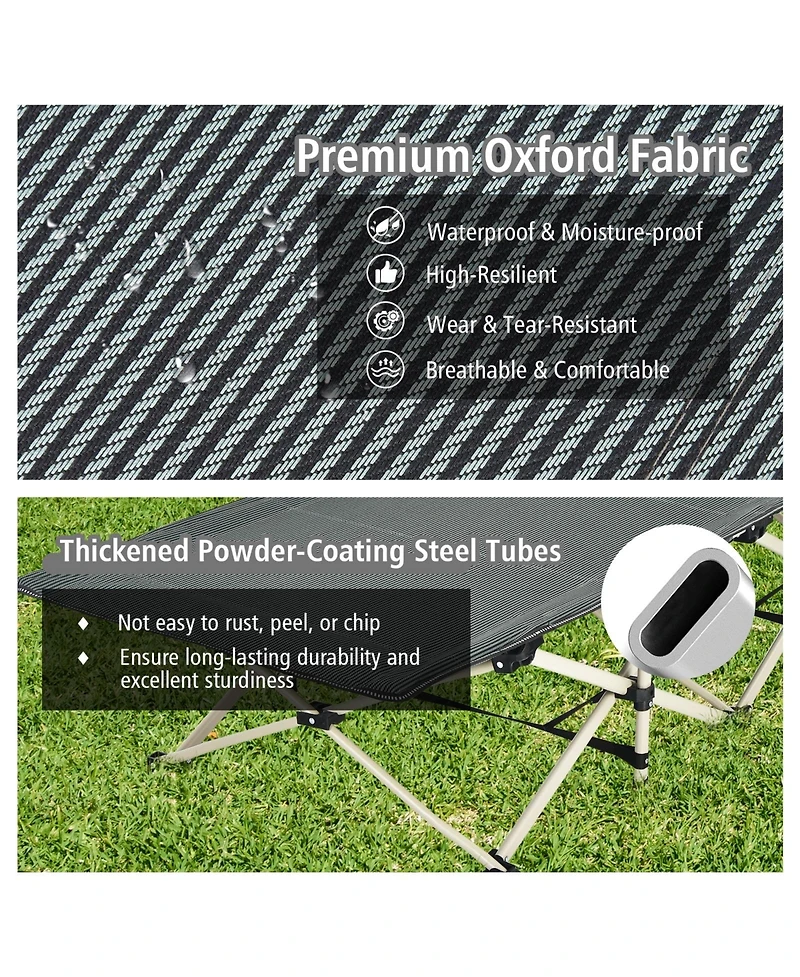 Wide Foldable Camping Cot with Carry Bag