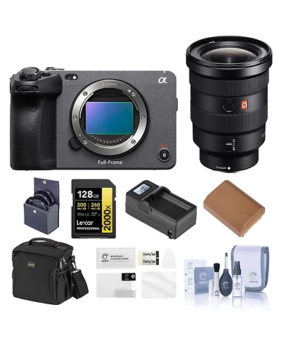Sony FX3 Cinema Camera with Fe 16-35mm f/2.8 Gm Lens, Bundle with 128GB Memory Card, Extra Battery, Charger Kit, 82mm Filter Kit, Bag