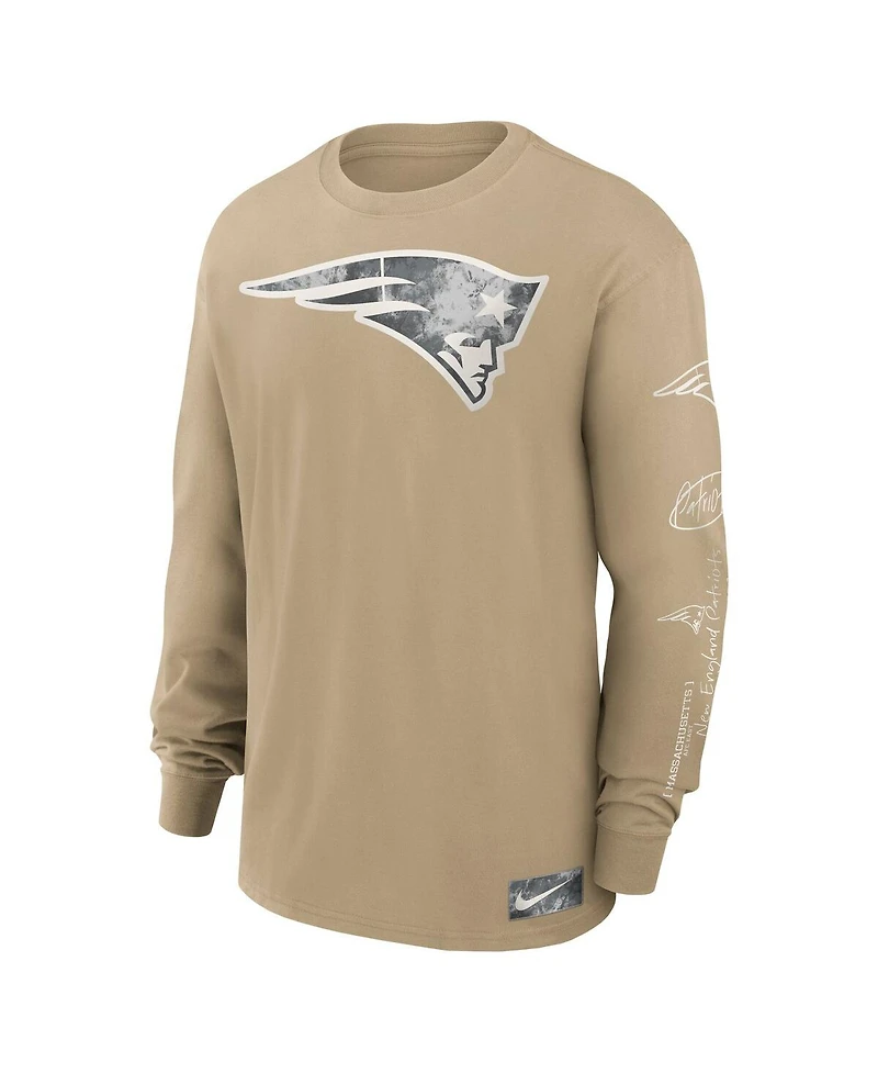 Nike Men's Tan New England Patriots Essential Statement Max90 Long Sleeve T-Shirt