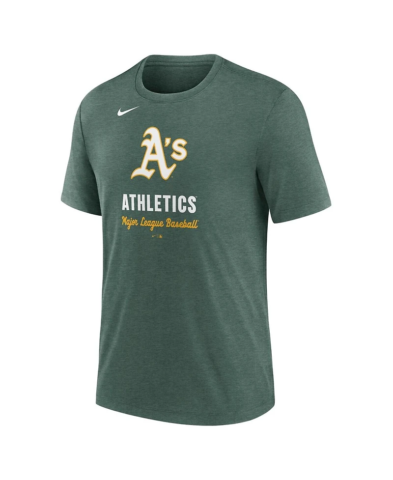Nike Men's Heather Green Athletics Logo Tri-Blend T-Shirt