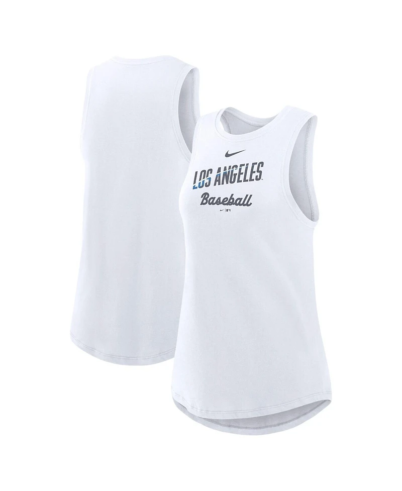 Nike Women's White Los Angeles Dodgers City Connect Tricode High Neck Performance Tank Top