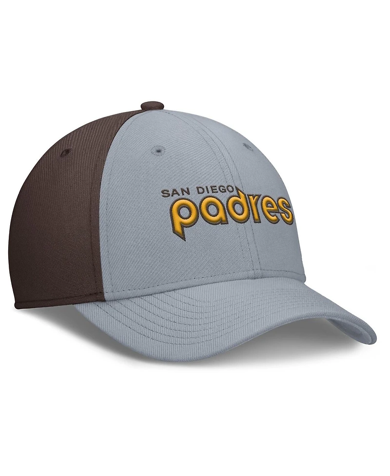 Nike Men's Gray/Brown San Diego Padres Rise Swoosh Performance Flex Hat