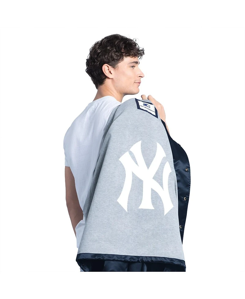 Starter Men's Navy New York Yankees Cooperstown Collection Point Man Full-Snap Coaches Jacket