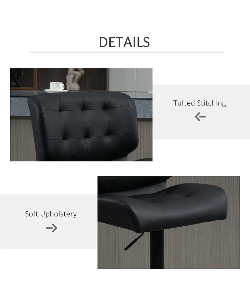 Adjustable Bar Stools Set of 2 with Swivel Seat Tufted Cushions and Metal Footrest for Home Bar Kitchen Island or Counter Height Seating-The Pop Home
