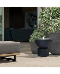 LuxenHome Dark Gray Resin Round Bubbler 18.7" Tall Outdoor Fountain with Lights