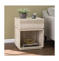 Wood Rectangular End Table with Drawer and Shelf for Living Room or Bedroom