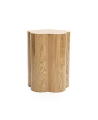 LuxenHome Wood Grain Manufactured Wood 20.5-Inch Tall Round End and Side Table