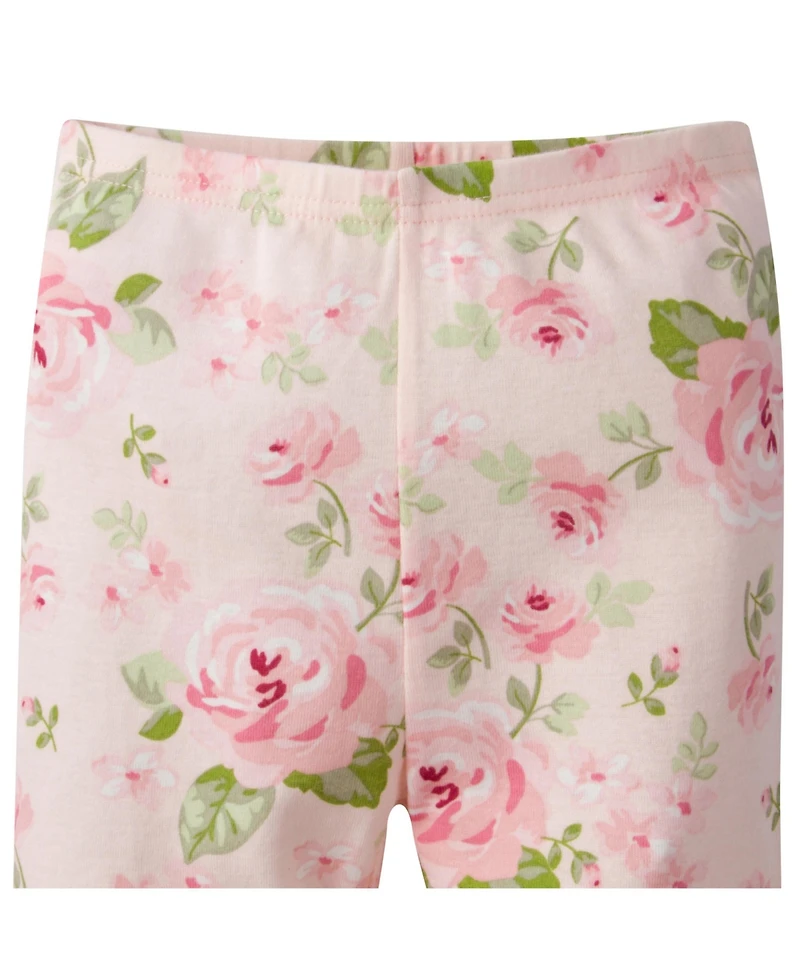 Gerber Toddler Girls 4-Piece Snug Fit Cotton Pajamas, Rose, 3T
