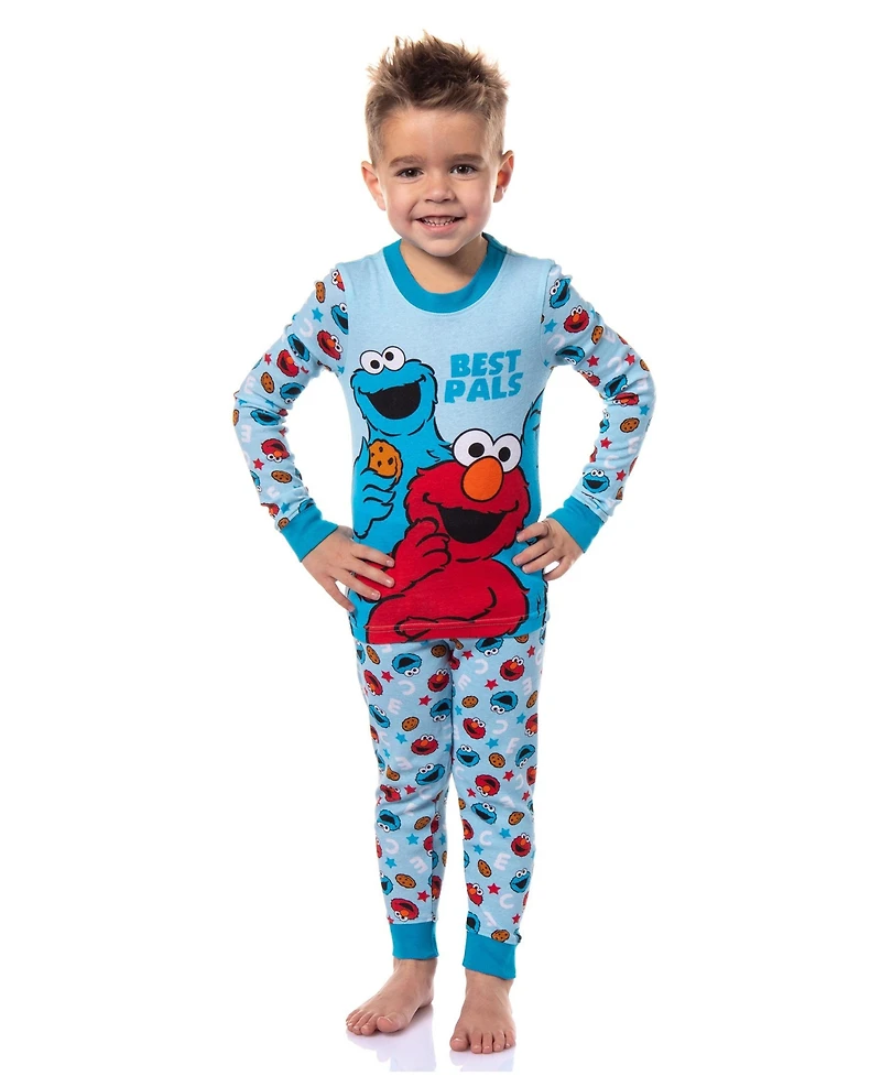 Sesame Street Toddler Boys Cookie Monster Elmo Best Pals 2 Piece Long Sleeve Pajama Set