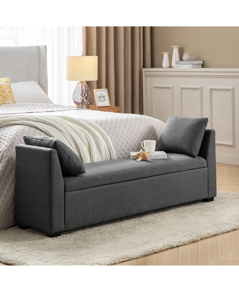 Bruno Modern Storage Bench with Rubber Wood Legs