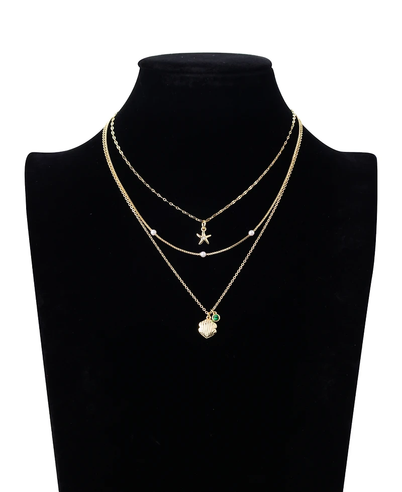 Unwritten Cubic Zirconia Sea Life Pendant Layered Necklace Set