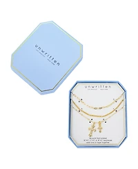 Unwritten Cubic Zirconia Double Cross Pendant Layered Necklace Set