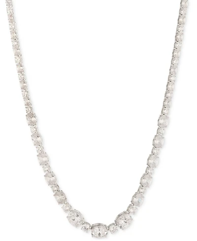 Givenchy Silver-Tone Mixed-Cut Cubic Zirconia Tennis Necklace, 16" + 3" extender