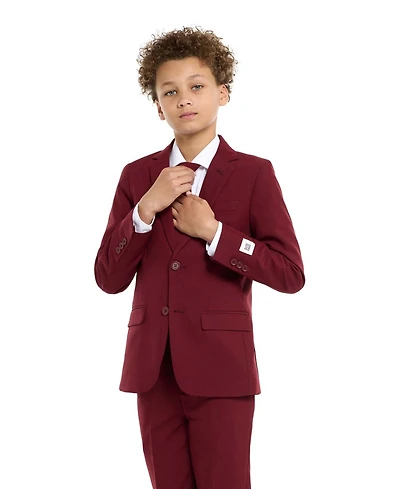 OppoSuits Big Boys Blazing Solid Color Suit, 3-Piece Set Including Blazer, Pants and Clip-On-Tie
